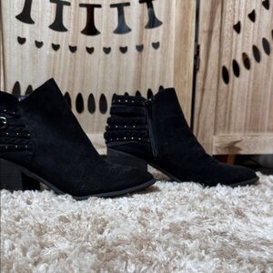 Carlos by Carlos Santana Black Ankle Boots with Studs